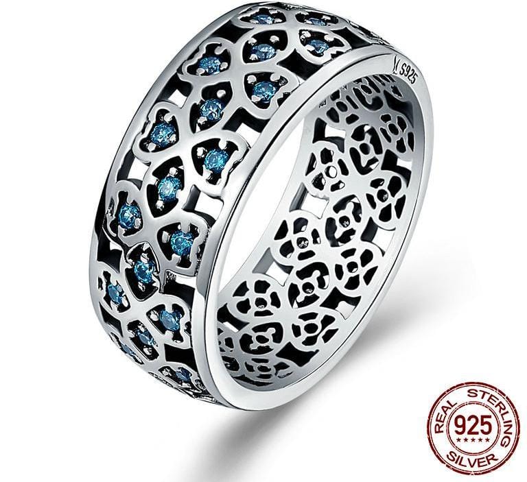 Spruced Roost Ring 7 925 Sterling Silver Sweet Clover Blue CZ Ring - Sizes: 6,7,8