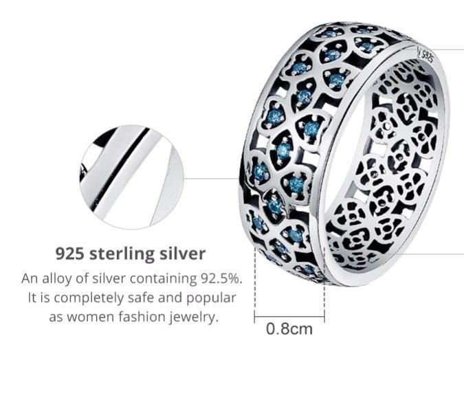 Spruced Roost Ring 7 925 Sterling Silver Sweet Clover Blue CZ Ring - Sizes: 6,7,8
