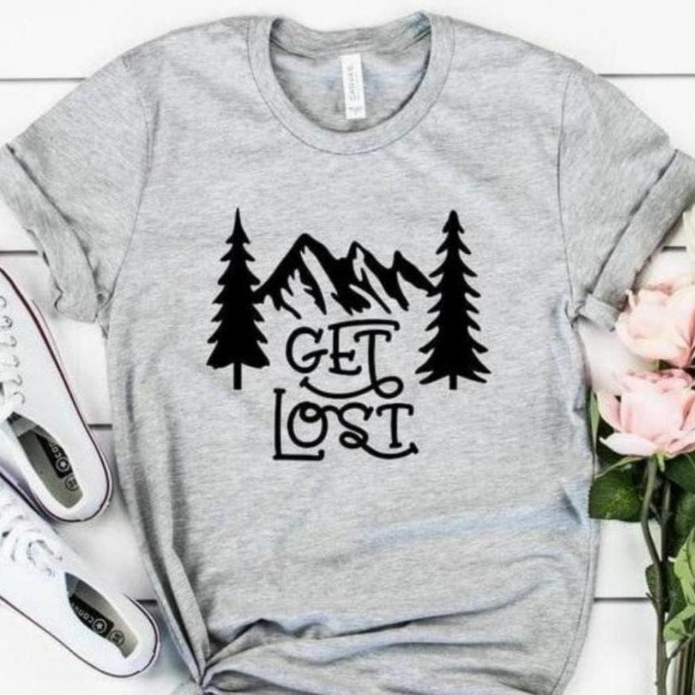 Spruced Roost T-Shirts Gray / XXS Get Lost in the Mountains T-shirt - S-3XL - Lt Gray