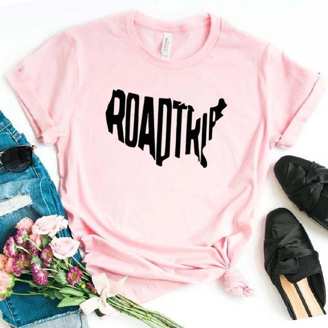 Spruced Roost T-Shirts Pink / L Road Trip USA cotton T-shirt - XXS-3XL - 5 Colors