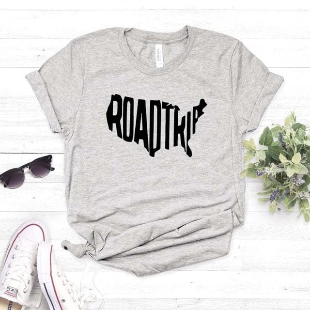 Spruced Roost T-Shirts GRAY / XL Road Trip USA cotton T-shirt - XXS-3XL - 5 Colors