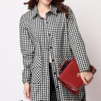 NIJIUDING Official Store Women's Clothing Classic Plaid Long-sleeved Shirt - M-2XL - 2 Plaids
