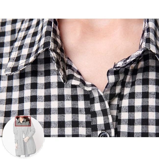 NIJIUDING Official Store Women's Clothing Classic Plaid Long-sleeved Shirt - M-2XL - 2 Plaids