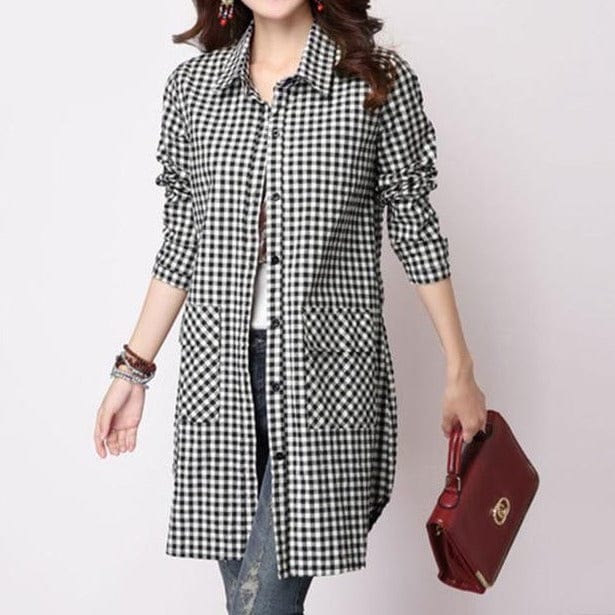 NIJIUDING Official Store Women's Clothing Big plaid / M Classic Plaid Long-sleeved Shirt - M-2XL - 2 Plaids