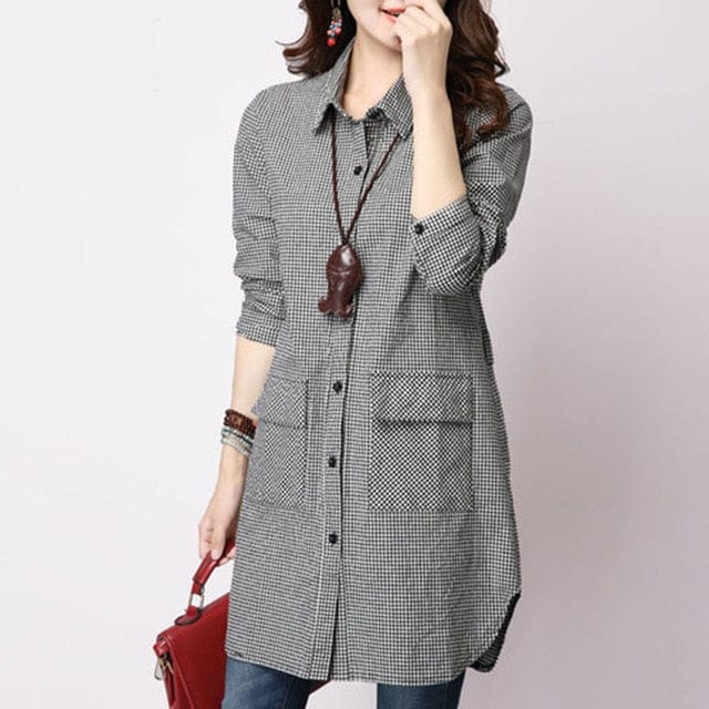 NIJIUDING Official Store Women's Clothing Small plaid / M Classic Plaid Long-sleeved Shirt - M-2XL - 2 Plaids