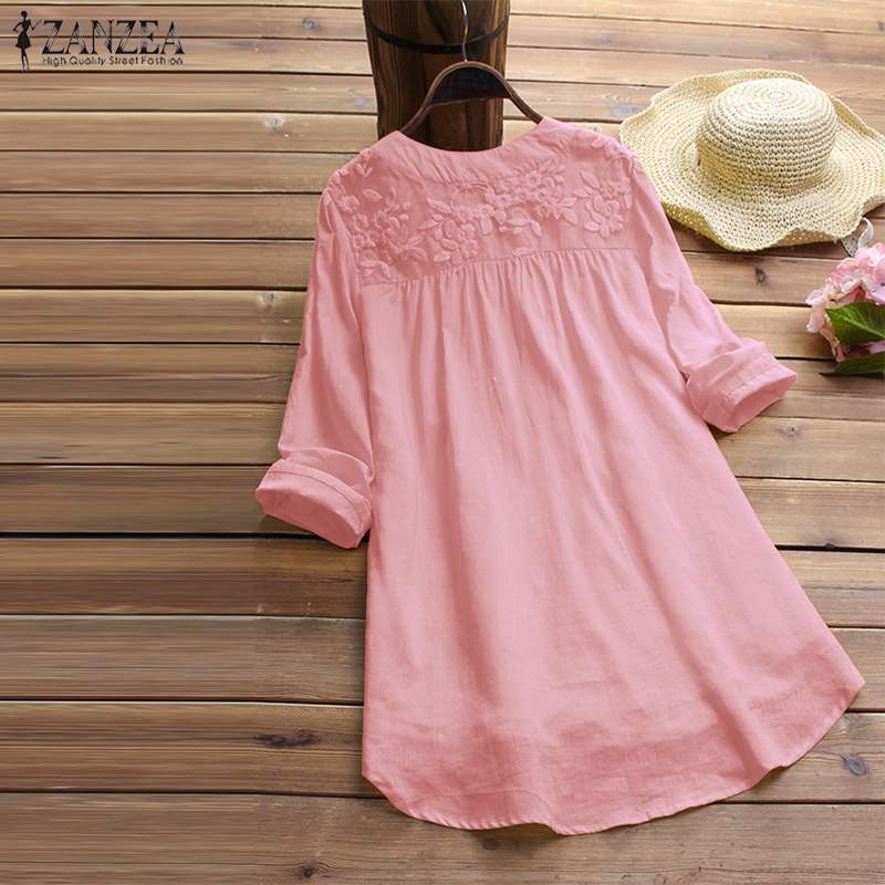 Spruced Roost Women's Clothing Embroidered Lacy Overlay Linen Top - S-5XL - 4 Colors