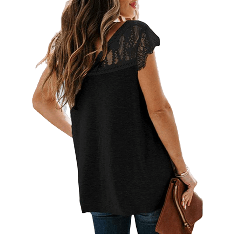 Spruced Roost Women's Clothing Lacey Layering Top V-Neck T-shirt - S-5XL - 3 Colors