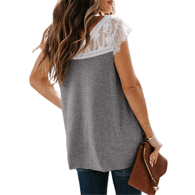 Spruced Roost Women's Clothing Lacey Layering Top V-Neck T-shirt - S-5XL - 3 Colors