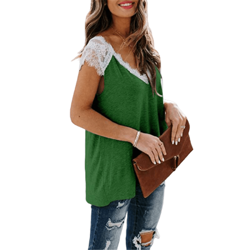 Spruced Roost Women's Clothing Lacey Layering Top V-Neck T-shirt - S-5XL - 3 Colors