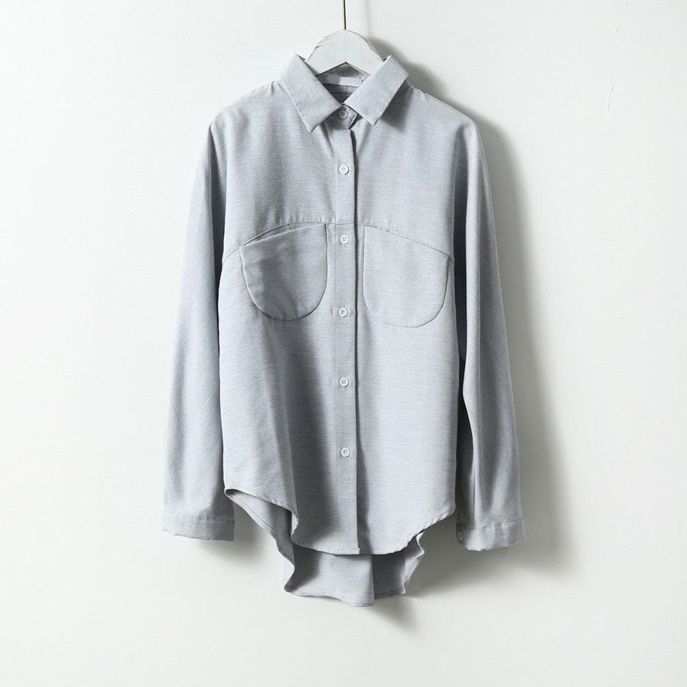 A sherhure Official Store Women's Clothing L / Gray London Loose Comfy Classic Blouse - 9 Colors - Sizes M-L