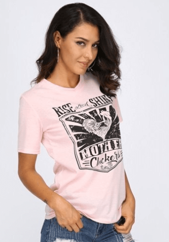Oberlo Women's Clothing Women Short Sleeve Rise And Shine Mother Cluckers Print T-Shirt Sizes: S-XL