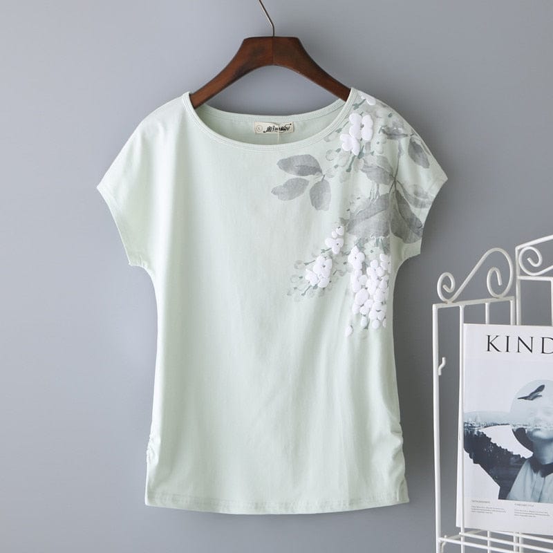 Spruced Roost Womens clothing Leaves and Petals Short Sleeve Top 95% Cotton - M-4XL - 4 Colors