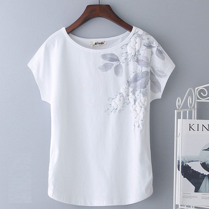 Spruced Roost Womens clothing Leaves and Petals Short Sleeve Top 95% Cotton - M-4XL - 4 Colors
