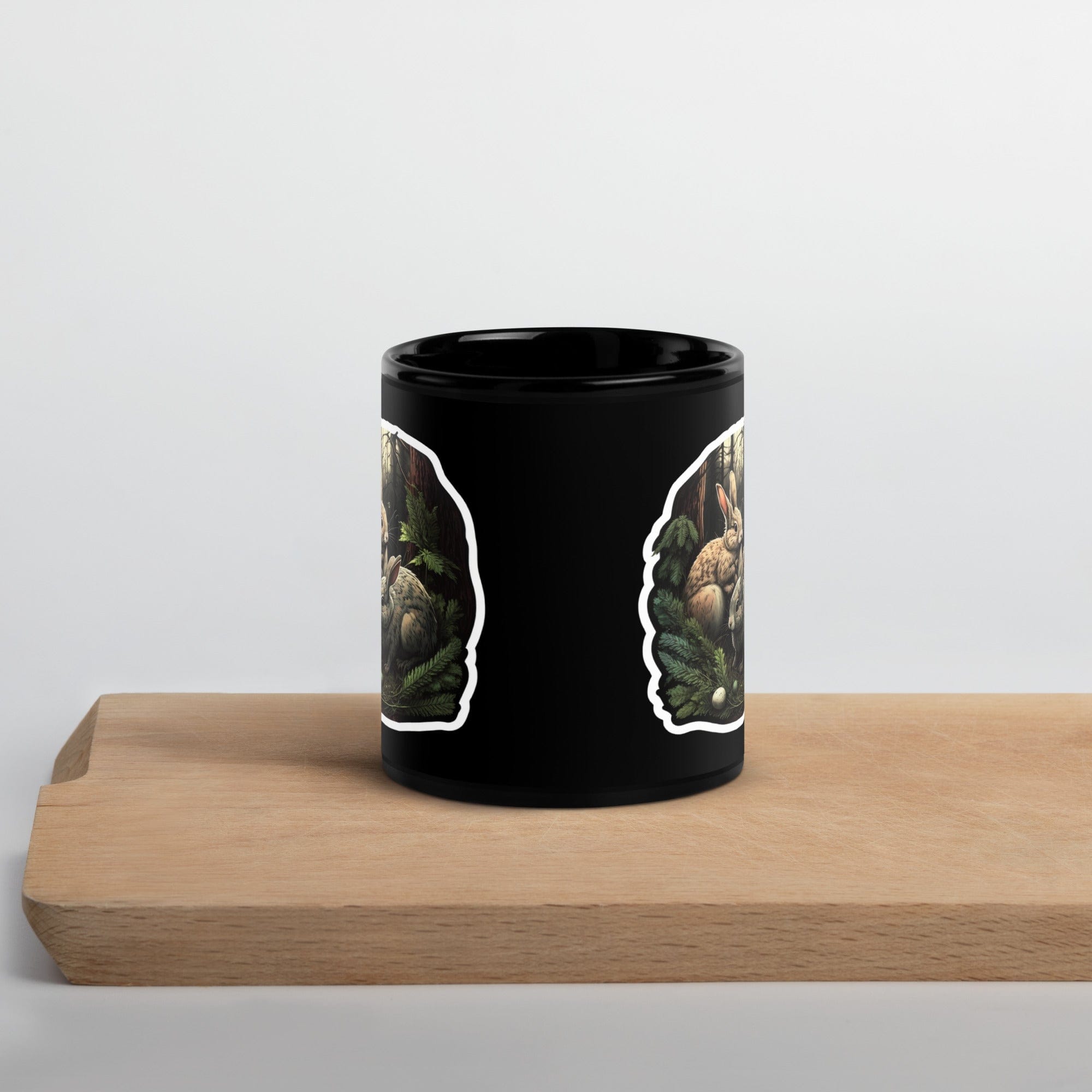 Spruced Roost 11oz Woodland Bunny Black Glossy Mug