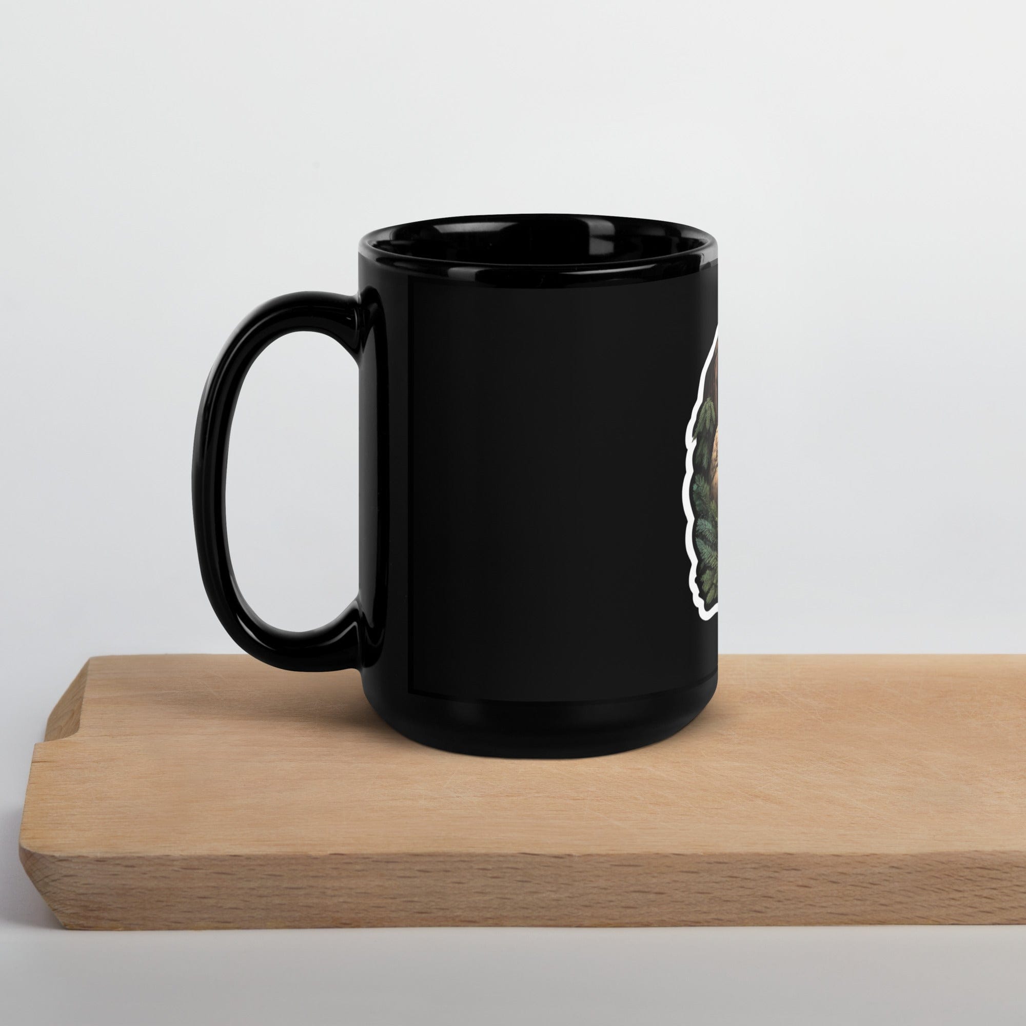 Spruced Roost Woodland Bunny Black Glossy Mug