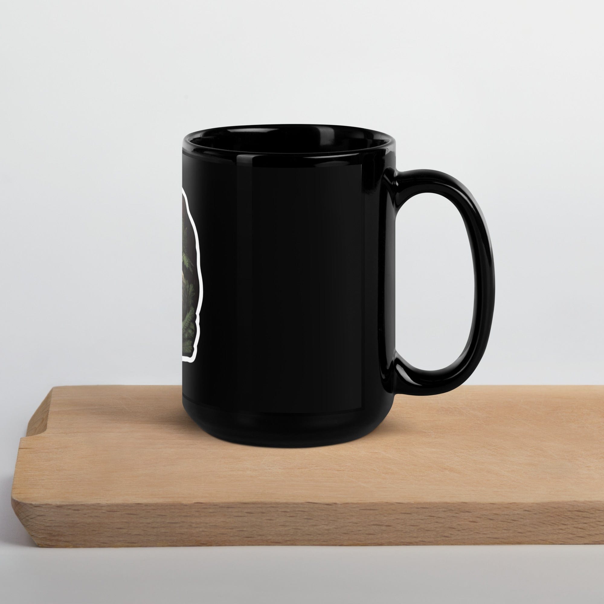 Spruced Roost Woodland Bunny Black Glossy Mug