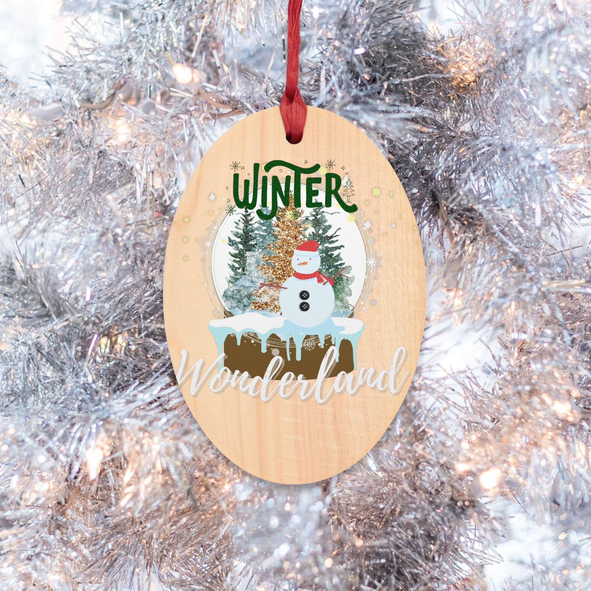 Winter Wonderland Oval Wooden Ornament