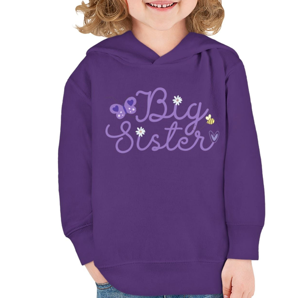 Butterfly Big Sister - Toddler Pullover Fleece Hoodie - 2T, 4T, 6T