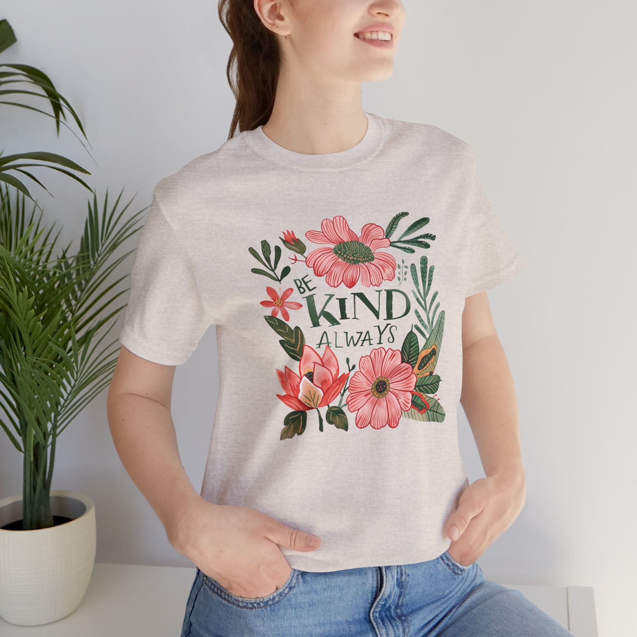 "Be Kind" -  Floral Unisex Short Sleeve Tee