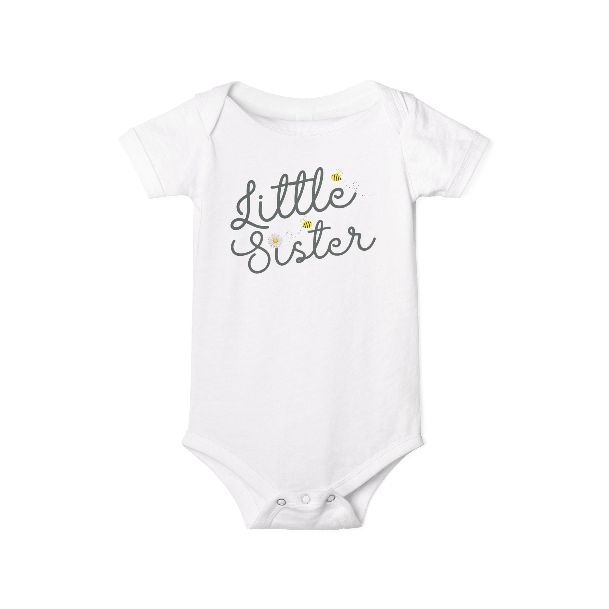 Bees Little Sister Baby Onesie | for New Siblings