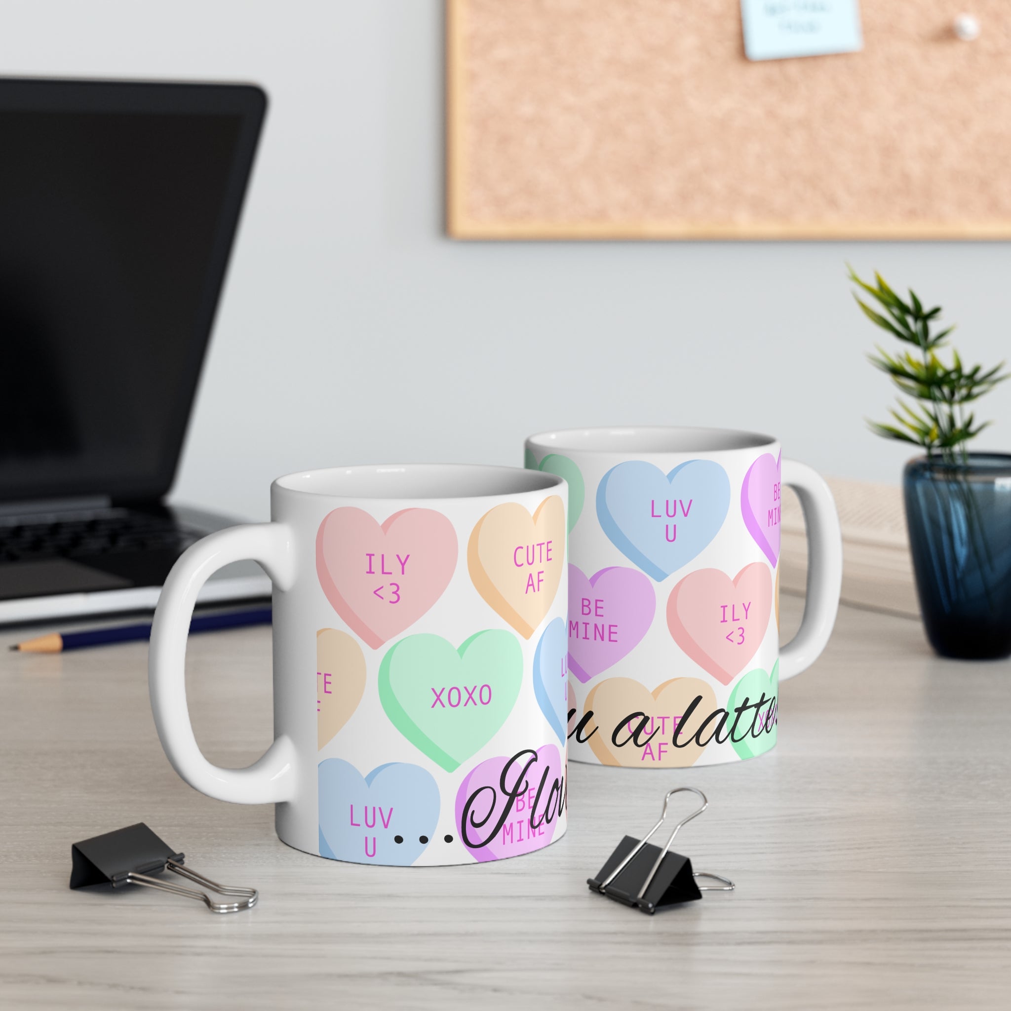 Colorful Love Hearts 11oz Mug - Perfect for Valentine's Day and Romantic Gifts