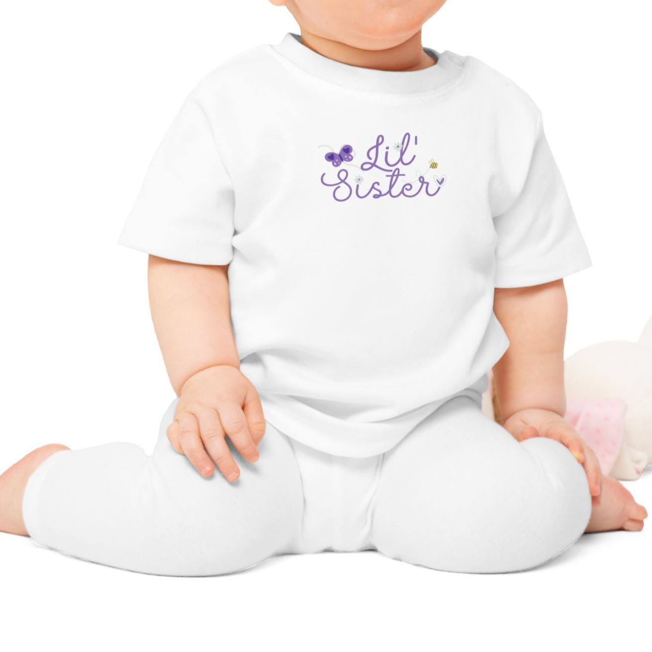 Butterfly Lil' Sister - Baby T-Shirt -  Infant Tee for New Siblings