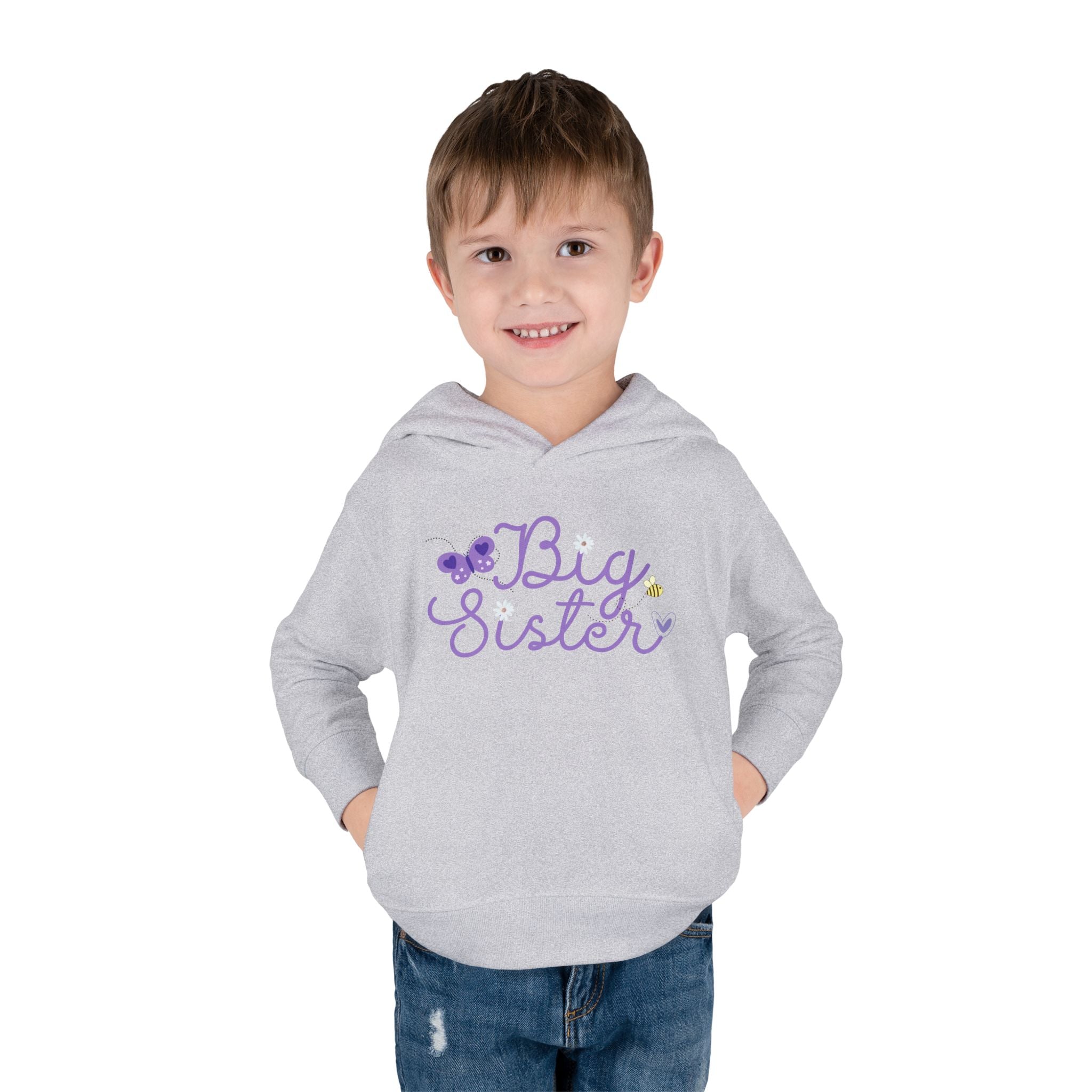 Butterfly Big Sister - Toddler Pullover Fleece Hoodie - 2T, 4T, 6T