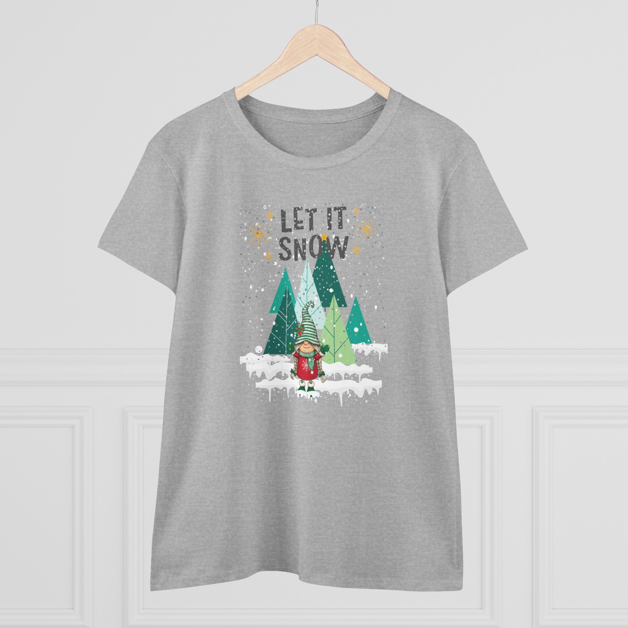Let it Snow Gnome  - Slim Women's Midweight Cotton - Tee S-3XL