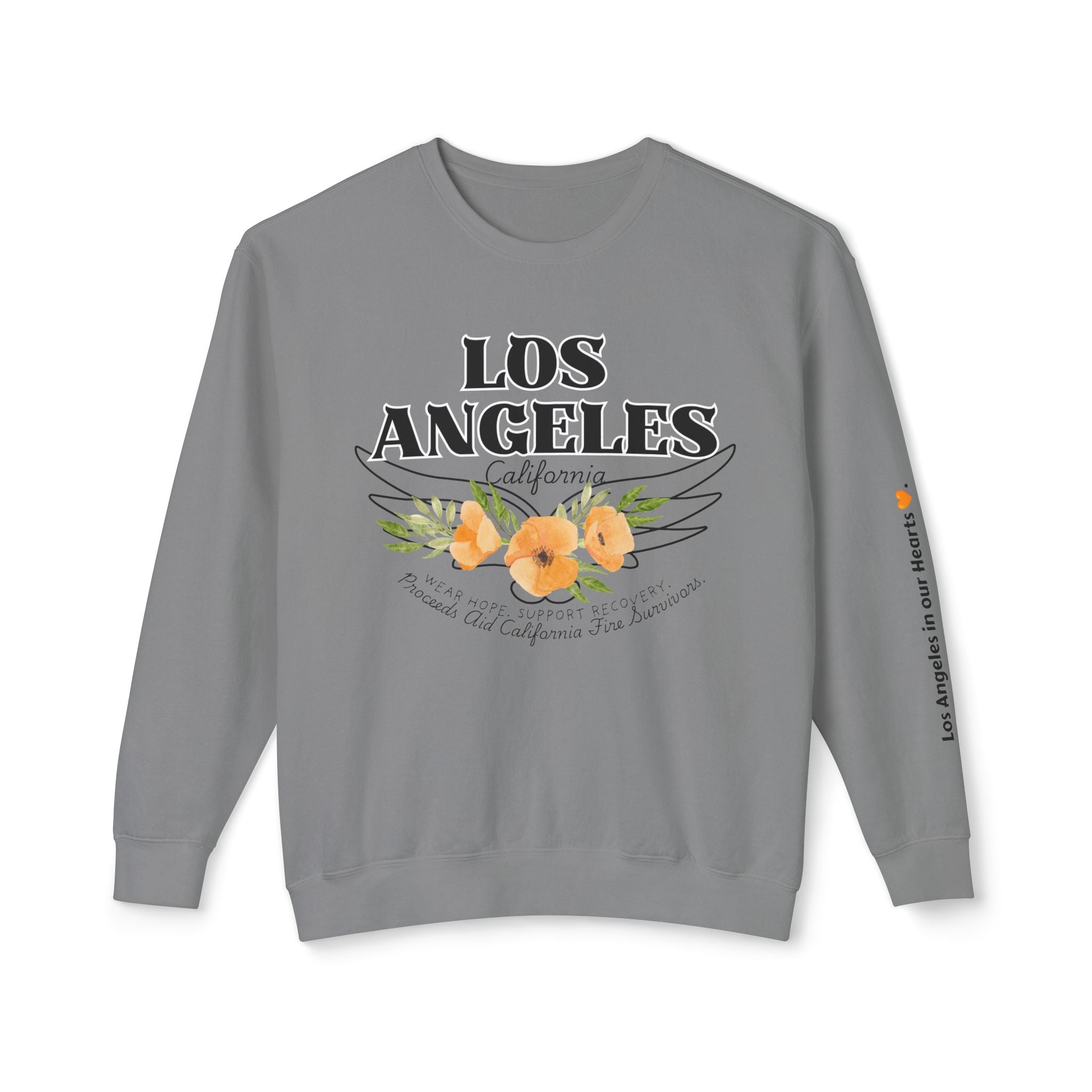 Fundraiser:  Los Angeles Unisex Lightweight Crewneck Sweatshirt - California Floral Design