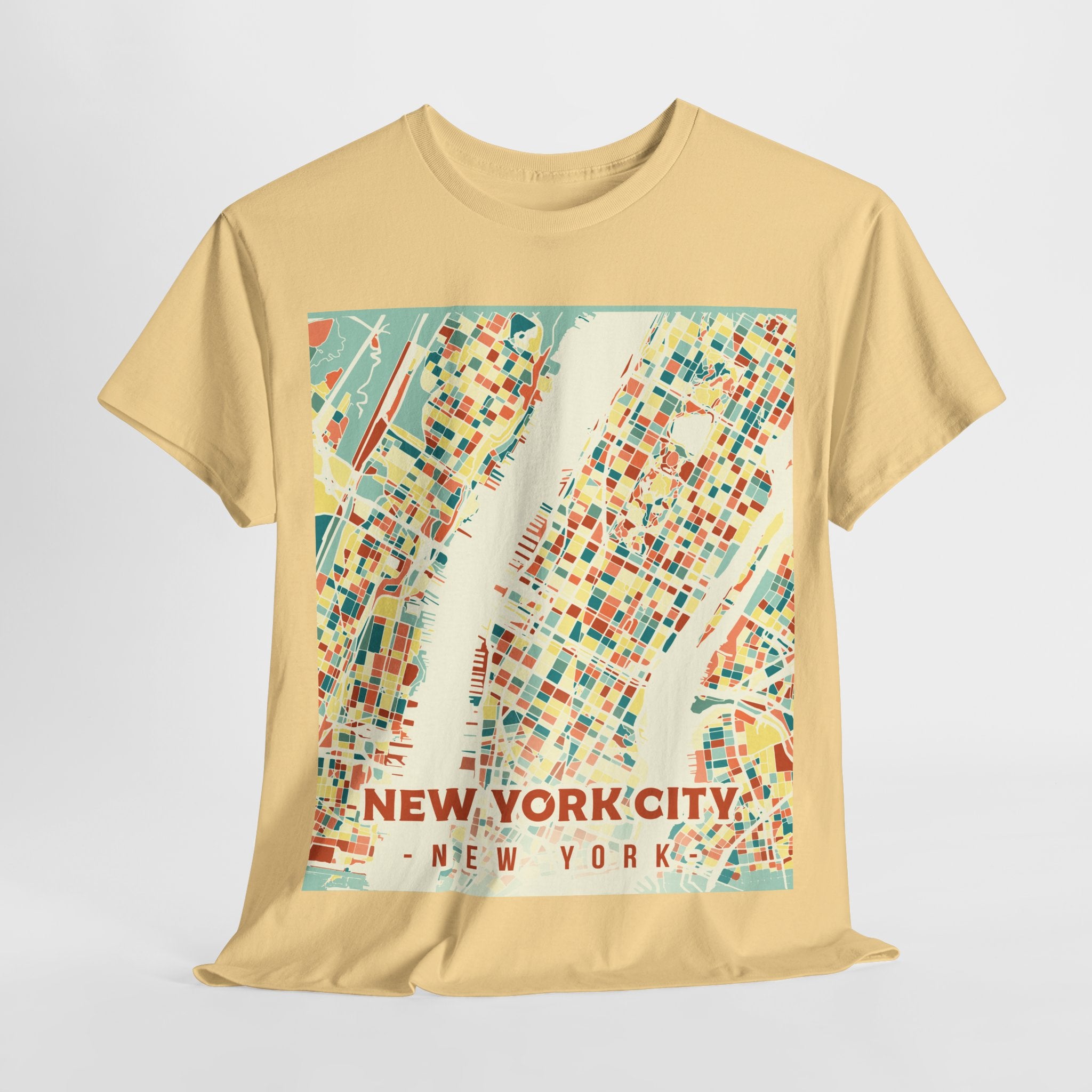 New York City Map Unisex Heavy Cotton Tee - Vintage Style Graphic T-Shirt