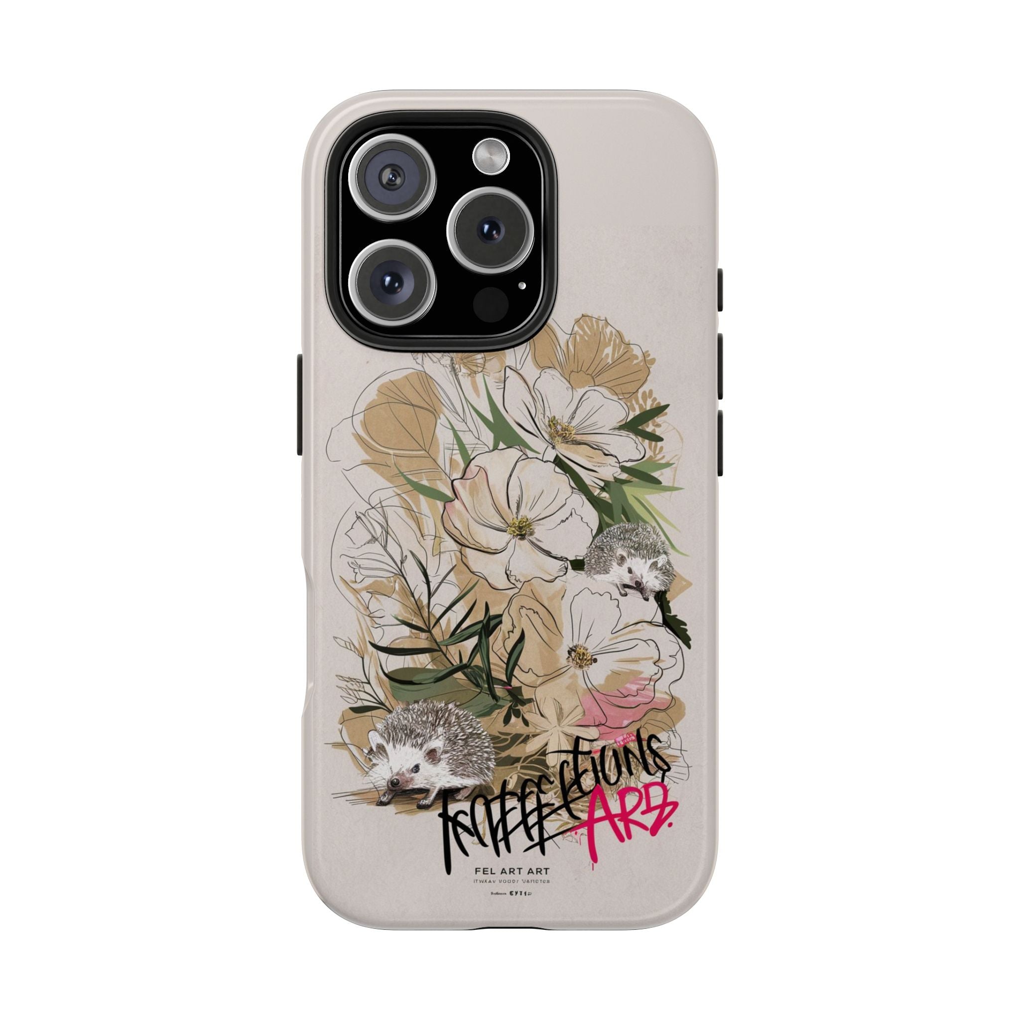 Hedgehog Garden Grafitti - Tough Case for iPhone 14, 15, 16 - Spruced Roost