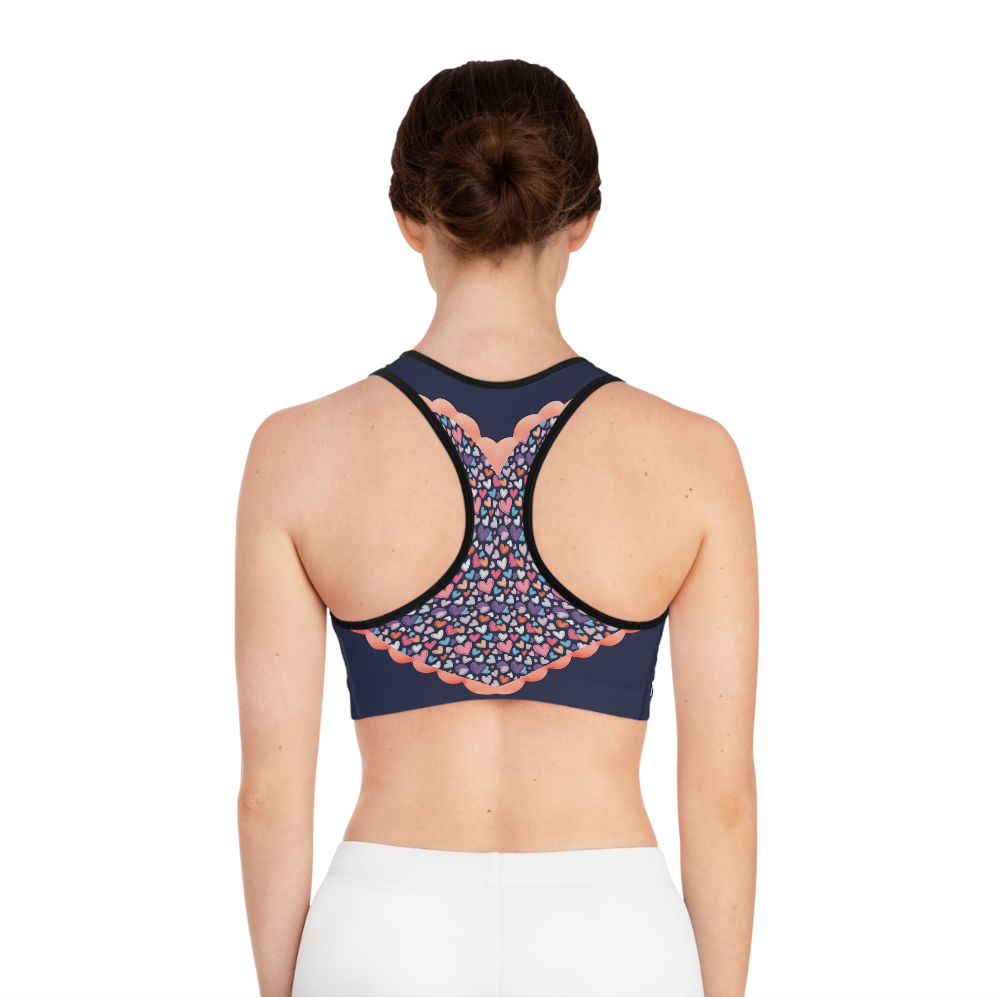 Up-Hearted back Navy Sports Bra (AOP)