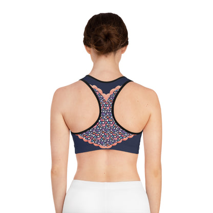 Up-Hearted back Navy Sports Bra (AOP)