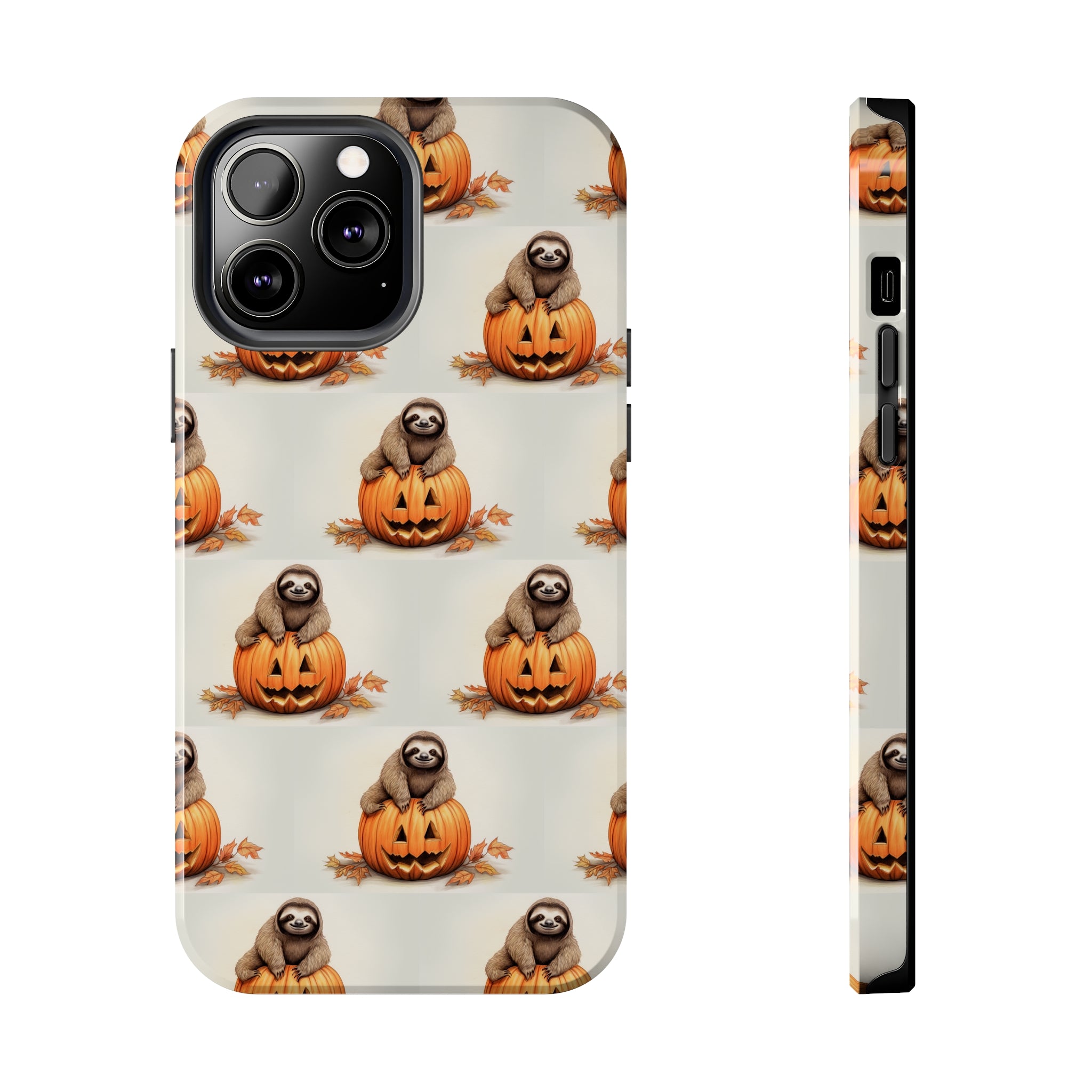 Happy Halloween Sloth on Pumpkin - Tough iPhone Cases -21 Sizes