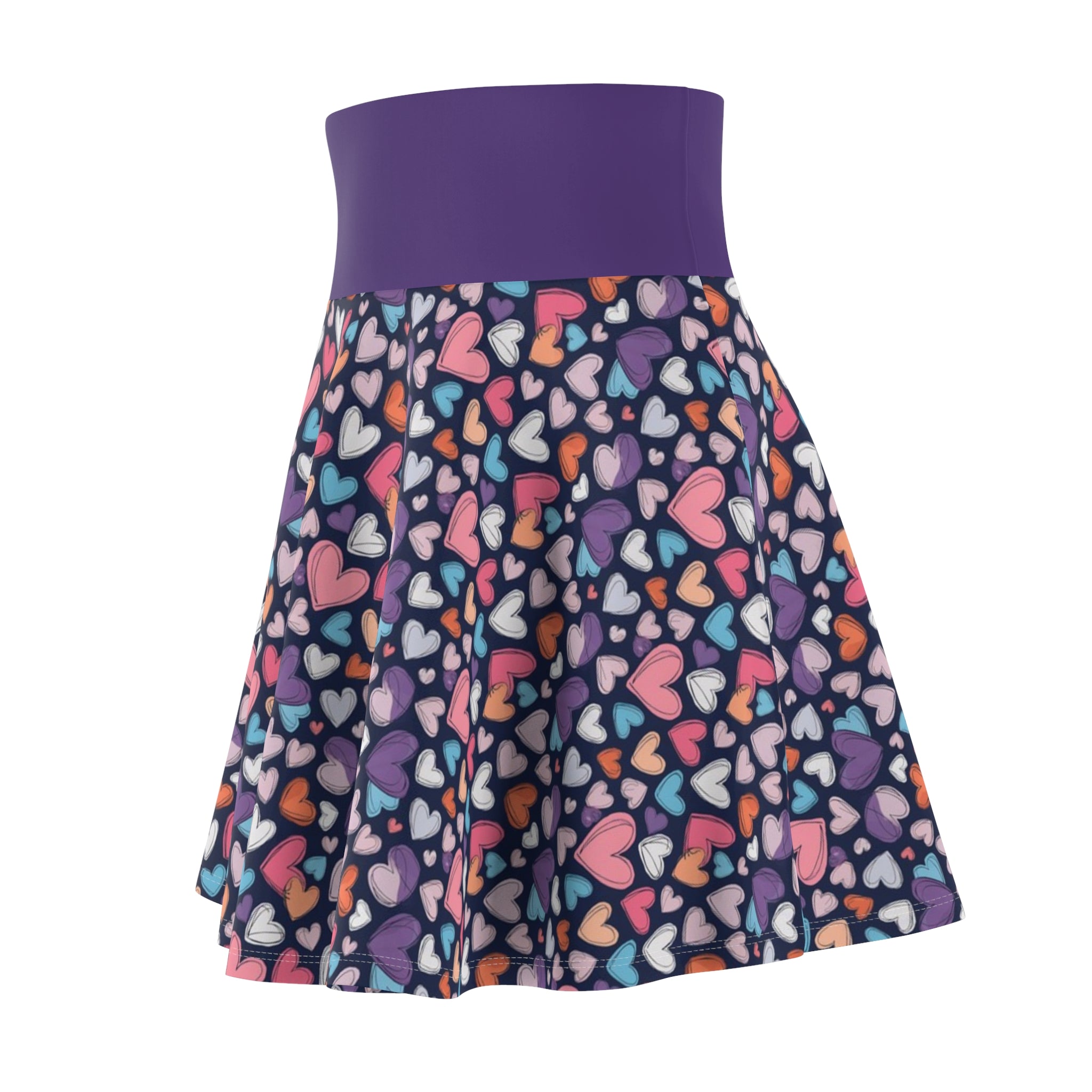 Up-Hearted Purple Rush Women's Skater Skirt (AOP)