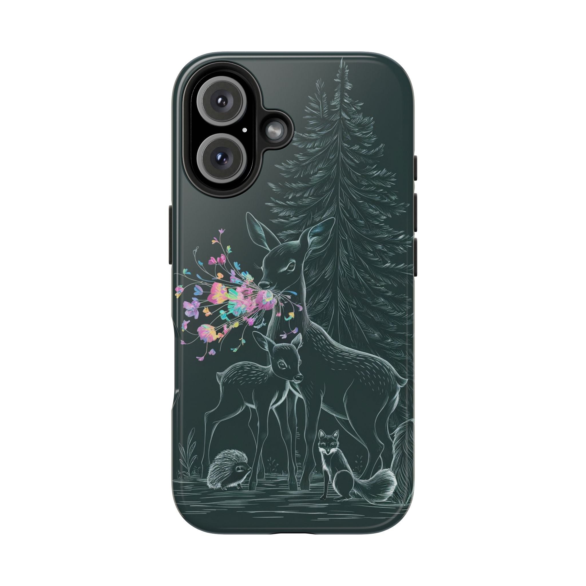 Floral Fawn and Mom - Tough Case for iPhone 14, 15, 16