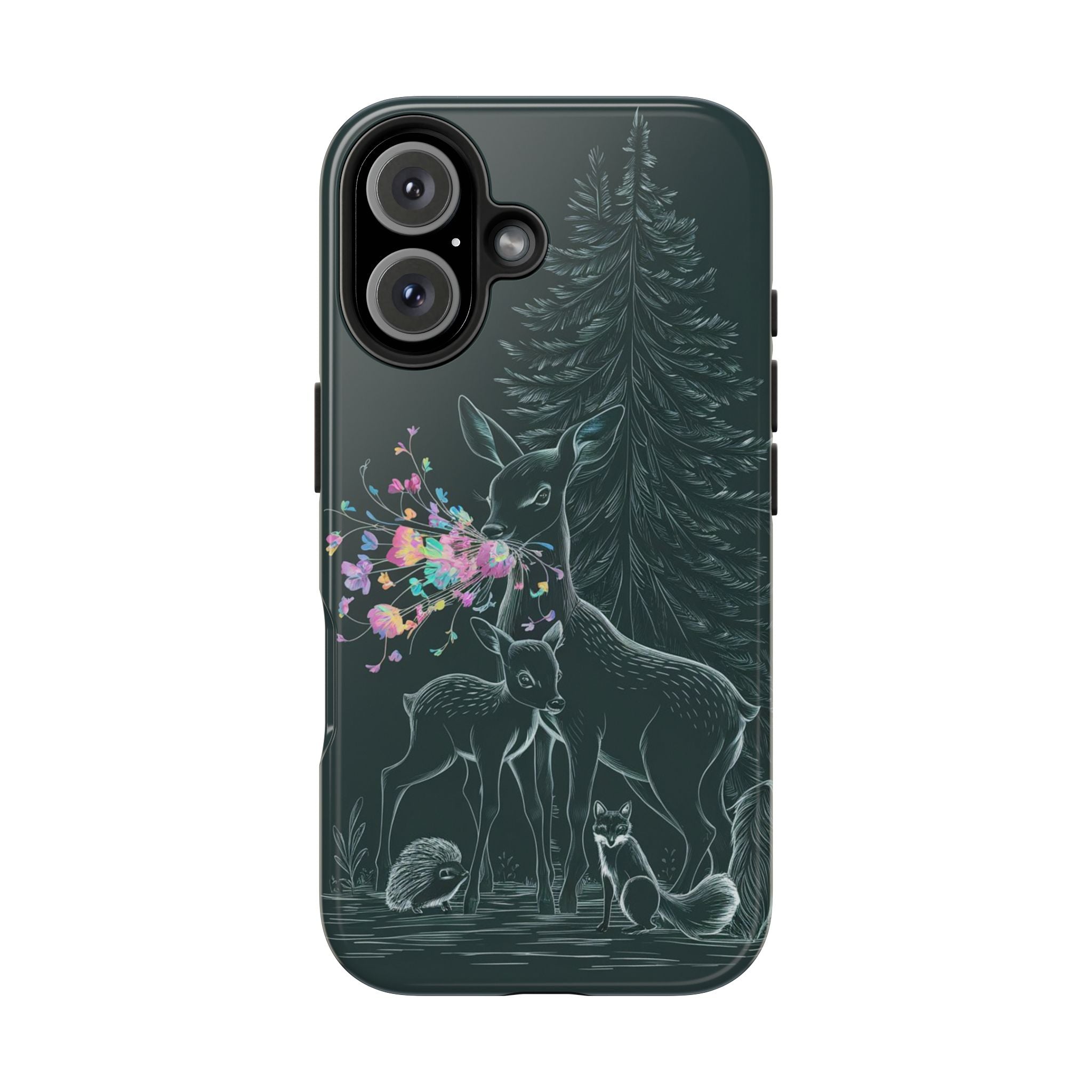 Floral Fawn and Mom - Tough Case for iPhone 14, 15, 16 - Spruced Roost