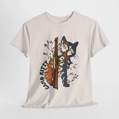 Camo Shy Kitty -Unisex Heavy Cotton Tee