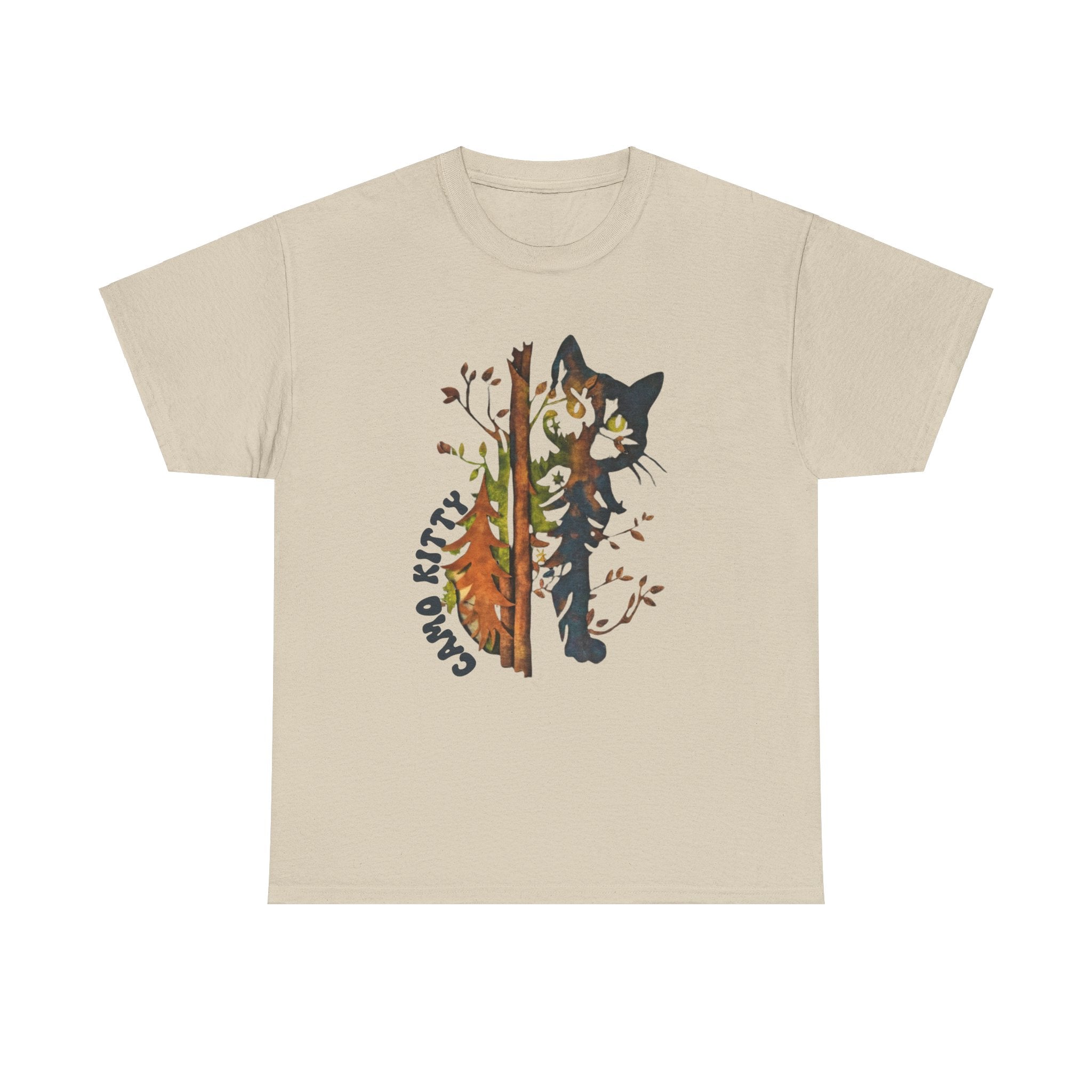 Camo Shy Kitty -Unisex Heavy Cotton Tee