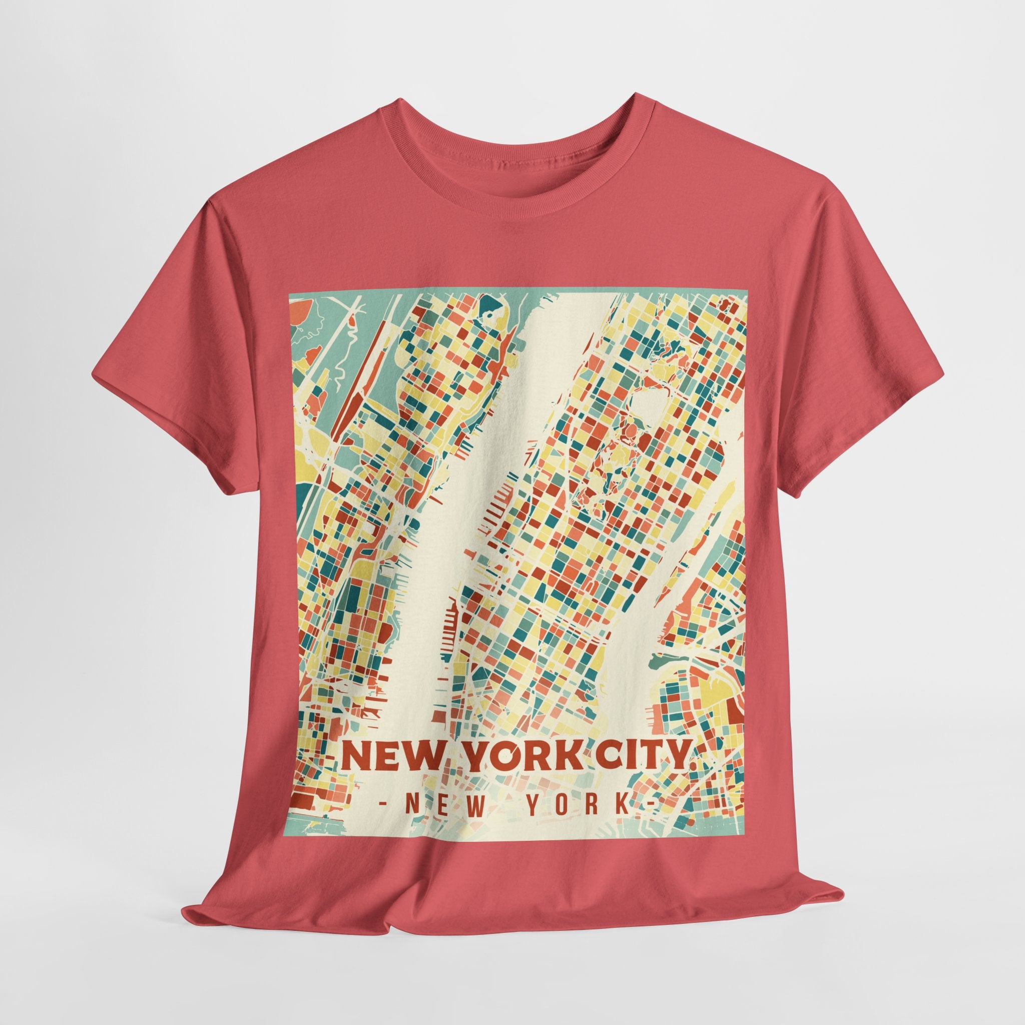 New York City Map Unisex Heavy Cotton Tee - Vintage Style Graphic T-Shirt