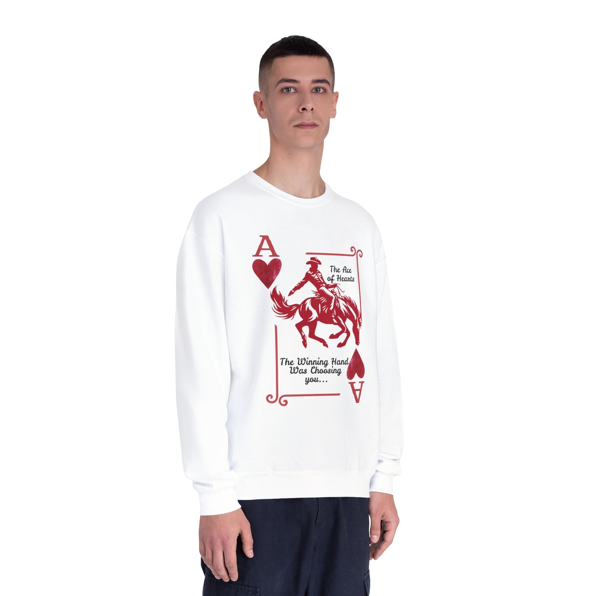 Ace of Hearts Western Crewneck Sweatshirt — S-3XL