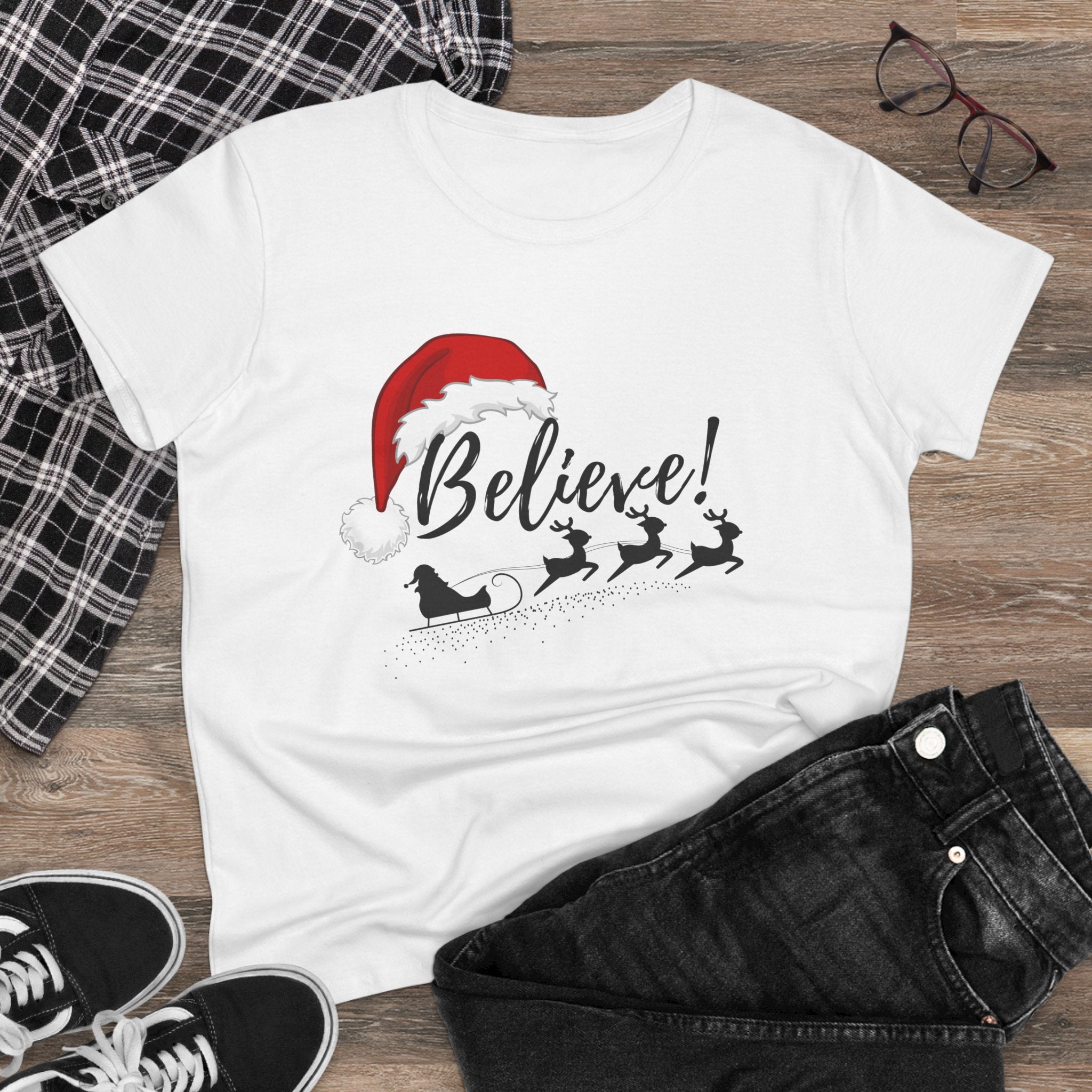 Believe! Christmas Women's Midweight Cotton TShirt