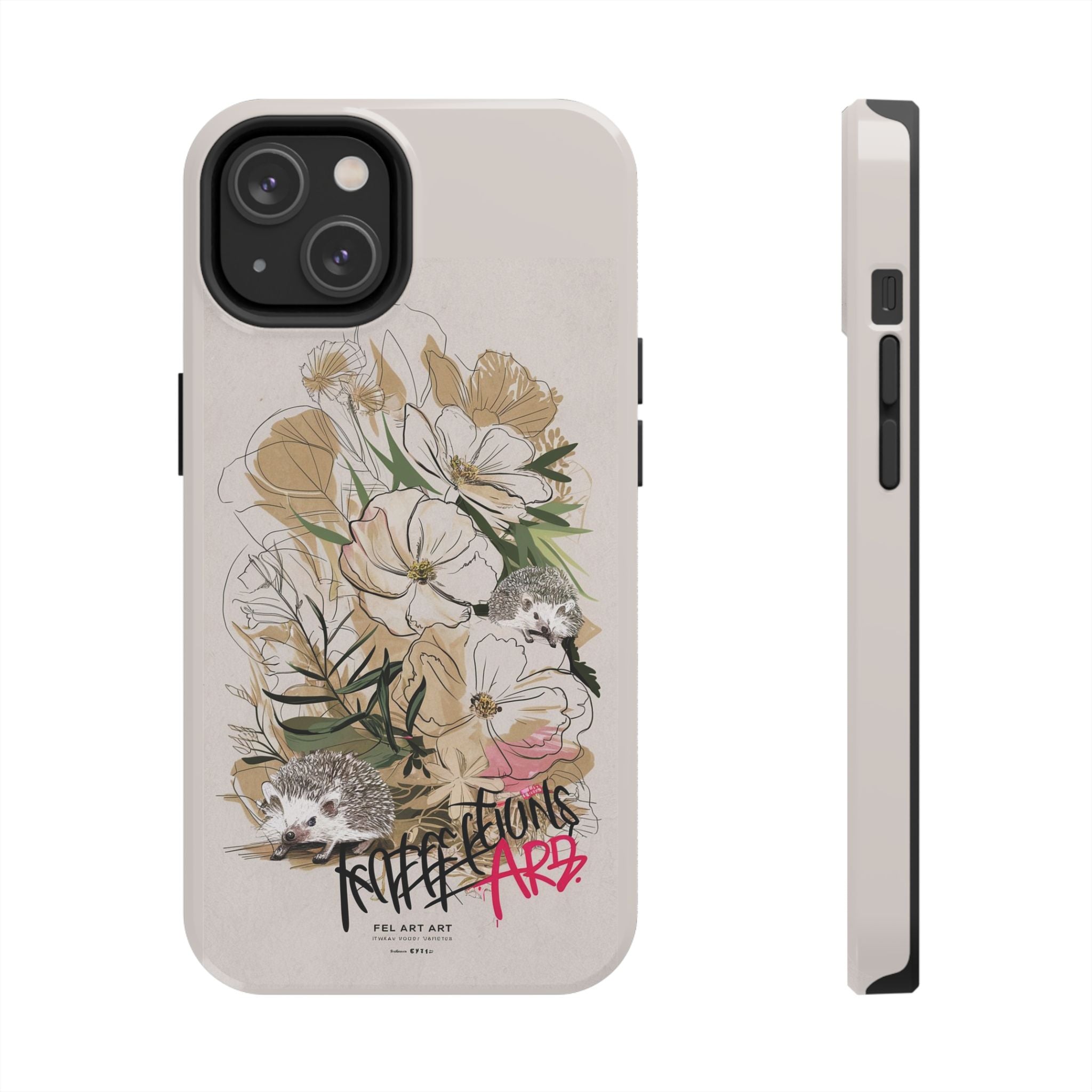 Hedgehog Garden Grafitti - Tough Case for iPhone 14, 15, 16 - Spruced Roost