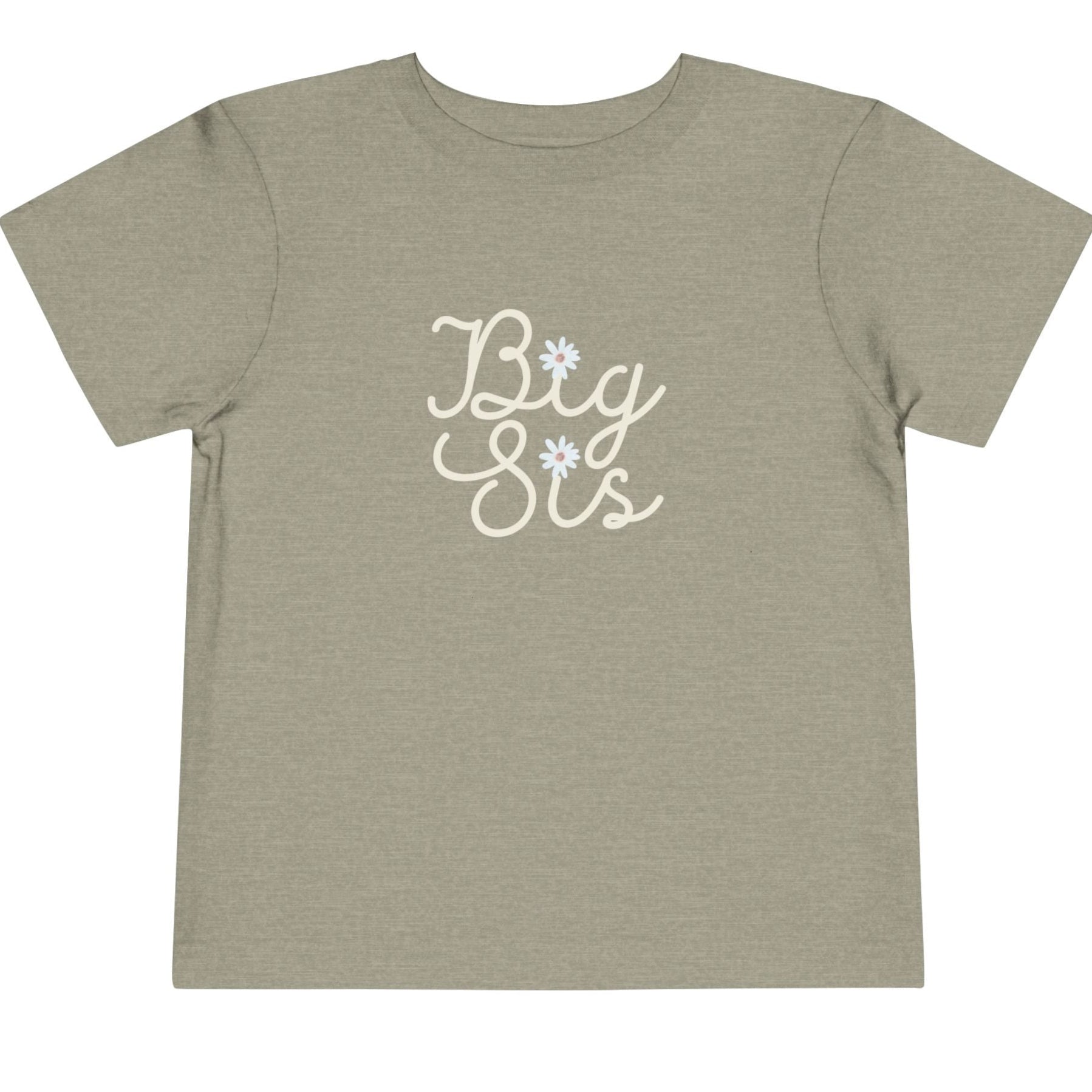 Big Sis Toddler Short Sleeve Tee - Cute Floral Design for Sibling Celebrations