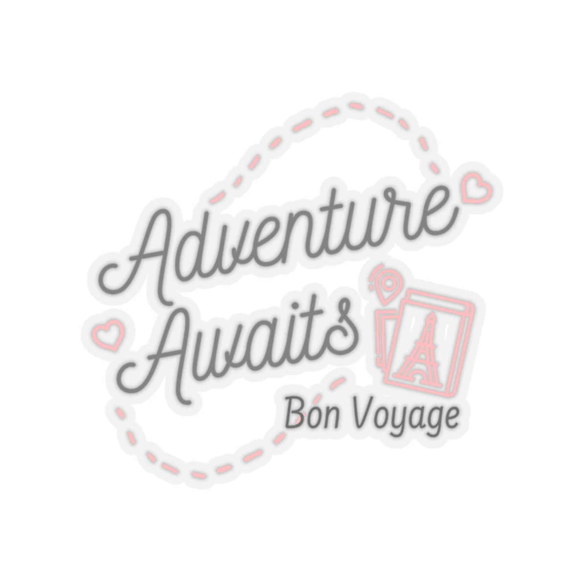 Adventure Awaits Bon Voyage Paris France Kiss-Cut Stickers