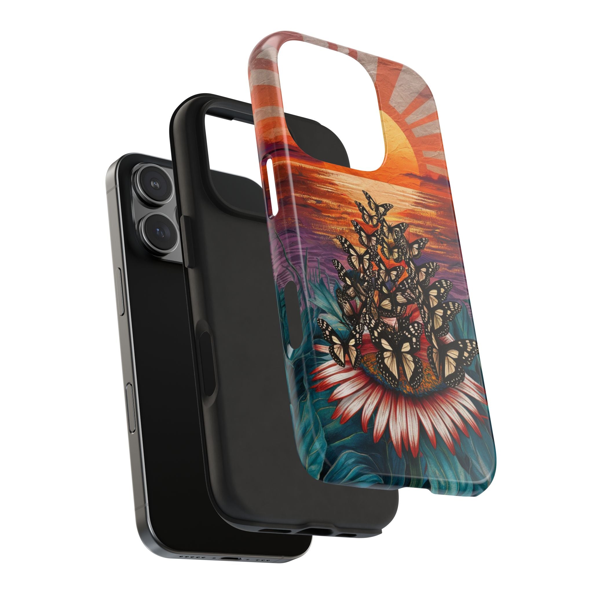 Sunset Butterflies - Tough Case for iPhone 14, 15, 16 - Spruced Roost