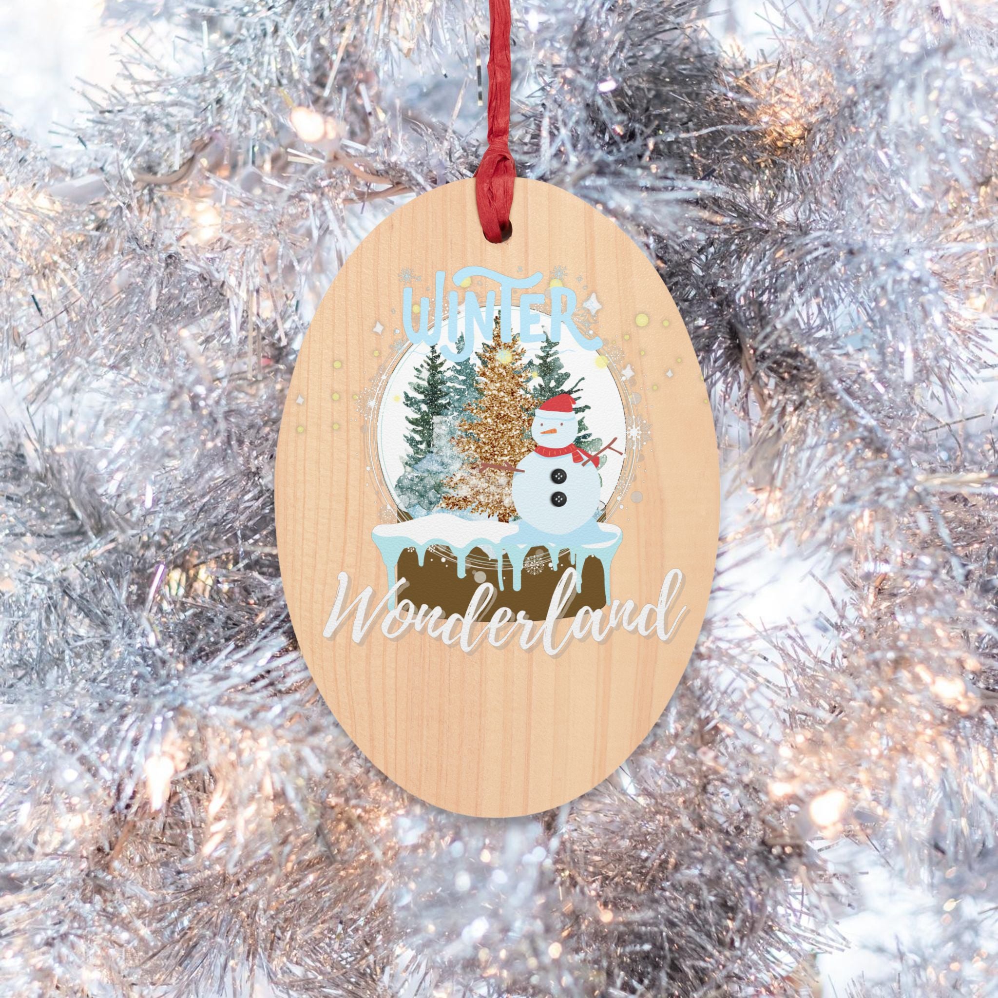 Winter Wonderland Oval Wooden Ornament