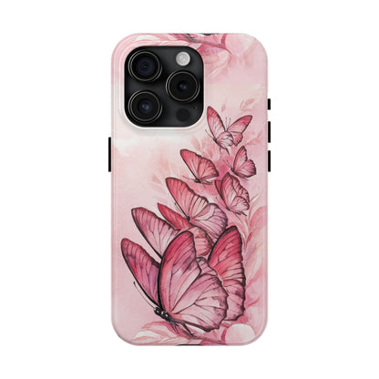 Pink Butterflies - Tough Case for iPhone 14, 15, 16