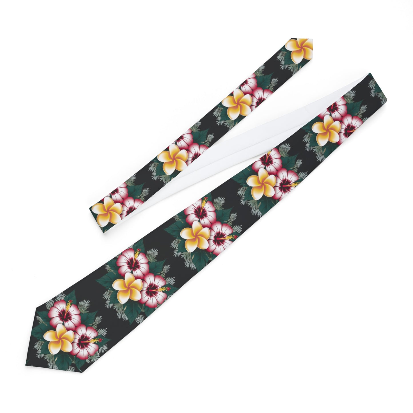 Black Hibiscus Square Colors Necktie