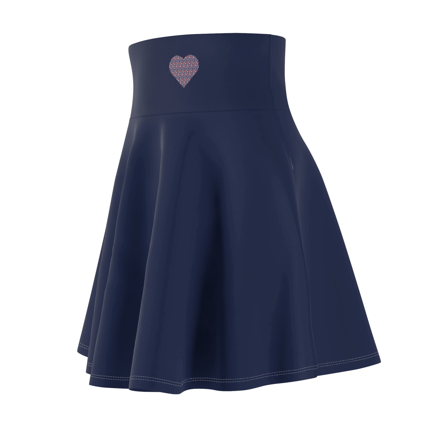 Up-Hearted Navy Blue Women's Skater Skirt (AOP)